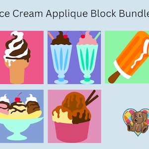 Ice Cream Applique Quilt Block Patterns: 5 PDF Bundle (12