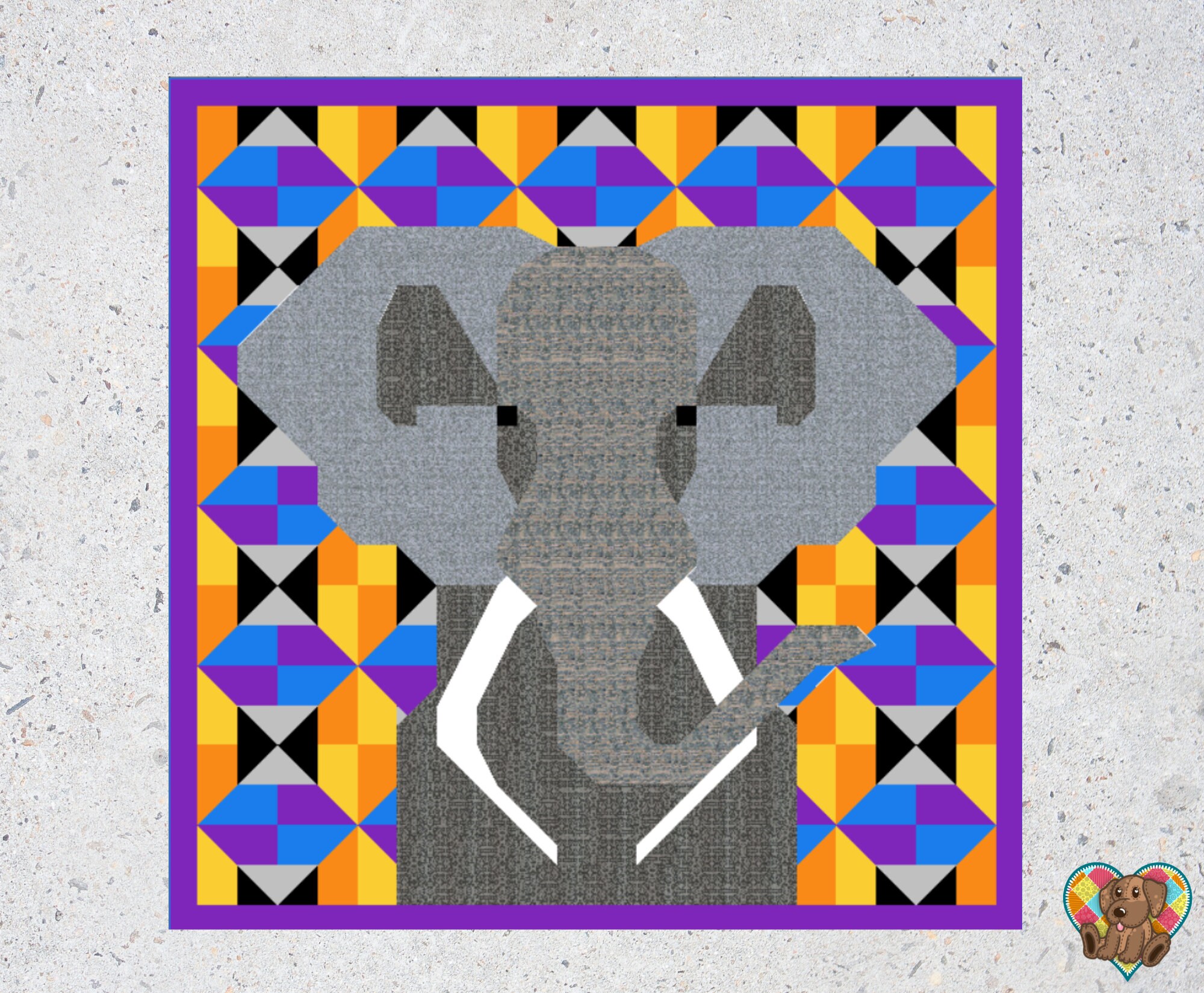 Elephant Quilt Block Pattern Pdf Downloadable PDF Quilt Etsy