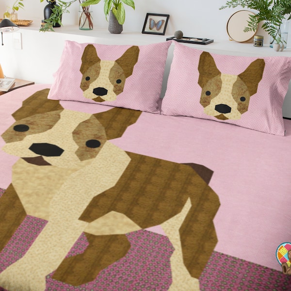 French Bulldog Downloadable Quilt Block Pattern | French Bulldog Quilt Pattern | Dog Quilt Pattern pdf | Animal Quilt Pattern | Dog Quilts