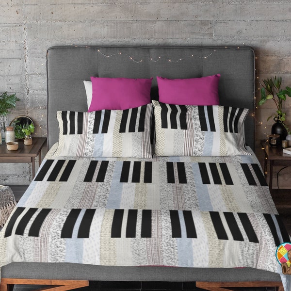 Piano Keys Quilt Block Pattern | Downloadable PDF Quilt Pattern | Music Quilt Pattern | Unique Quilt Pattern | Piano Gift | Easy Music quilt