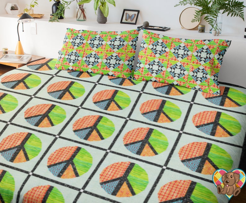 Peace Sign Quilt Block Pdf Pattern Peace Sign Quilt Pattern Etsy