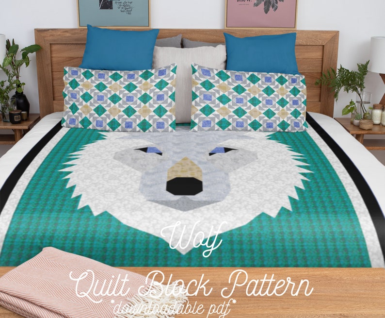Wolf Block Quilt Block Pattern Downloadable PDF Wolf Quilt Etsy