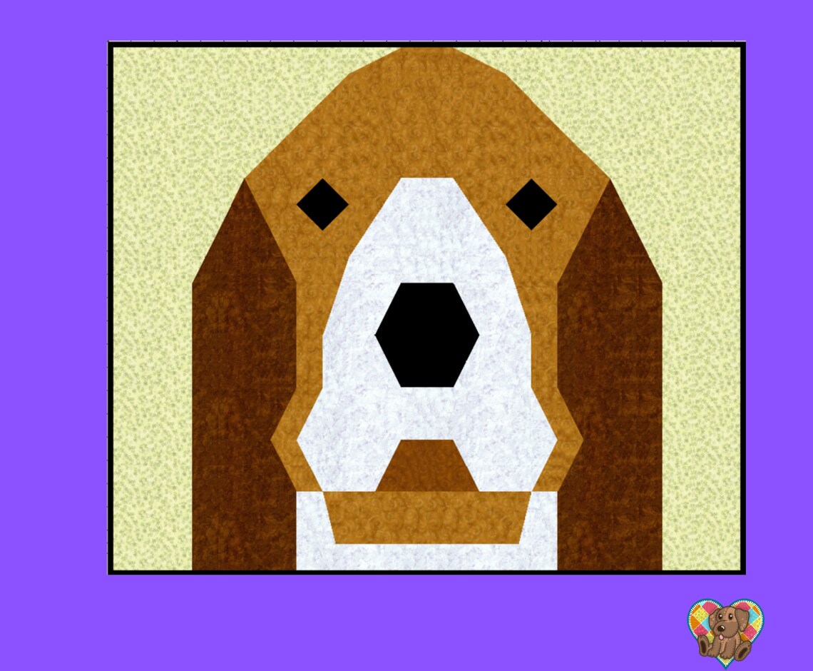 Basset Hound Quilt Block Pattern Downloadable PDF Quilt Block Pattern