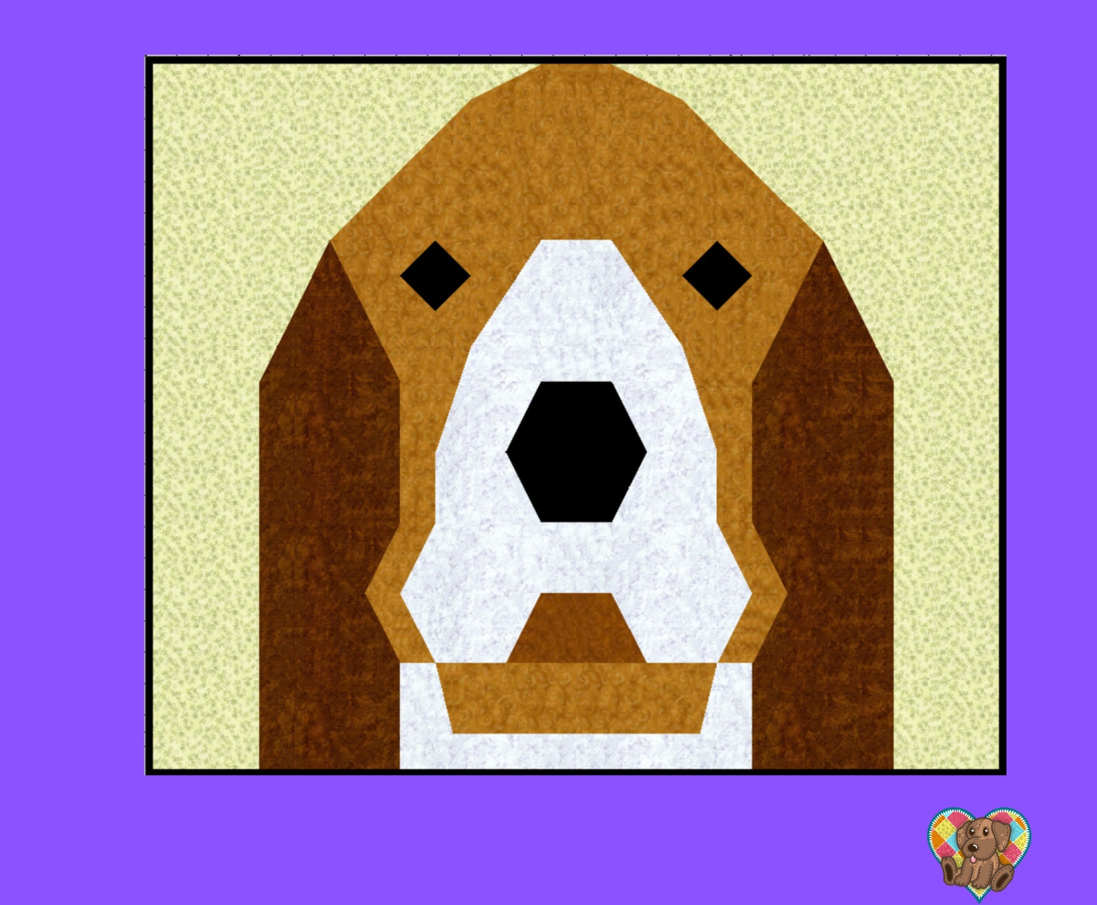 Basset Hound Quilt Block Pattern Downloadable PDF Quilt Block Pattern