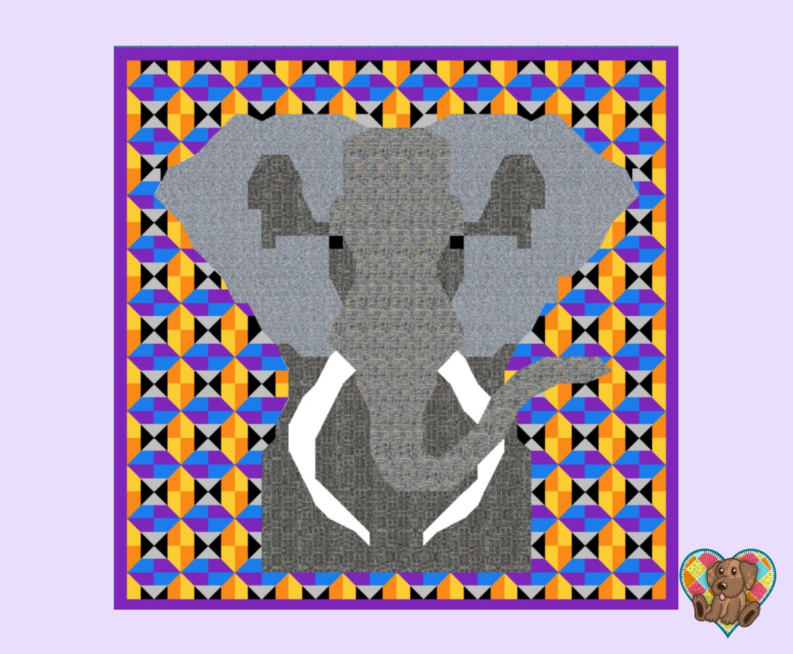Elephant Quilt Block Pattern Pdf Downloadable PDF Quilt Etsy