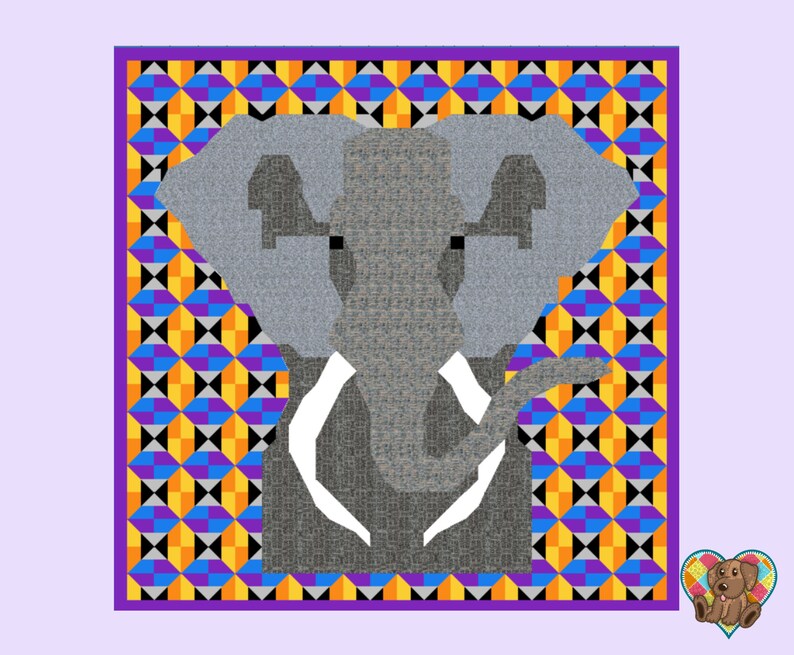 Elephant Quilt Block Pattern Pdf Downloadable PDF Quilt Etsy