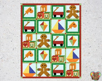 Christmas Toys Quilt Block Pattern | Downloadable PDF Christmas Quilt Pattern | Christmas Quilt Design| Unique Quilt Pattern | DIY Home Deco