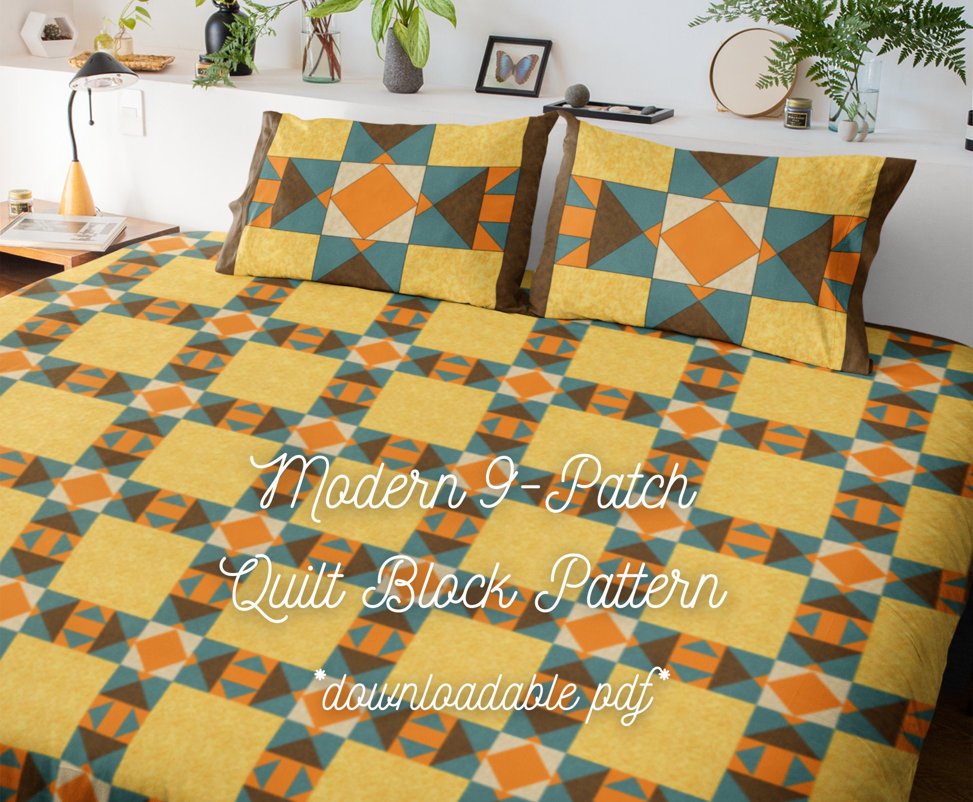 Modern 9patch Quilt Block Pattern Downloadable PDF 9patch Etsy
