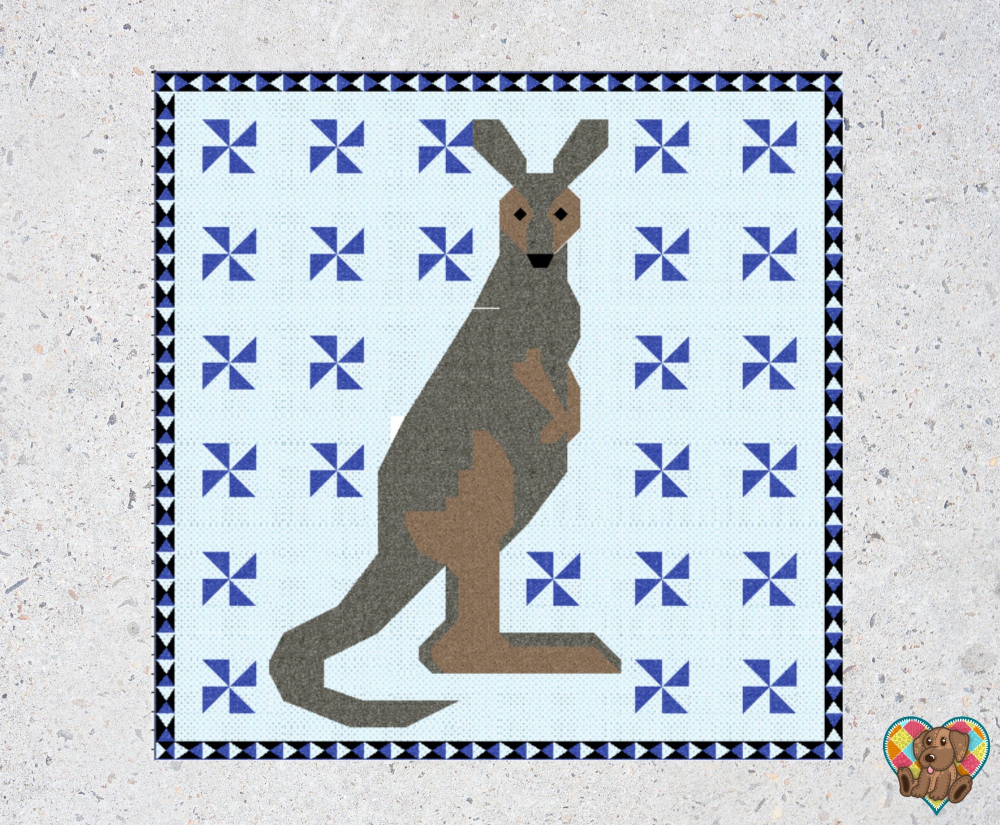 Kangaroo Quilt Block Pattern Downloadable PDF Quilt Pattern Australian