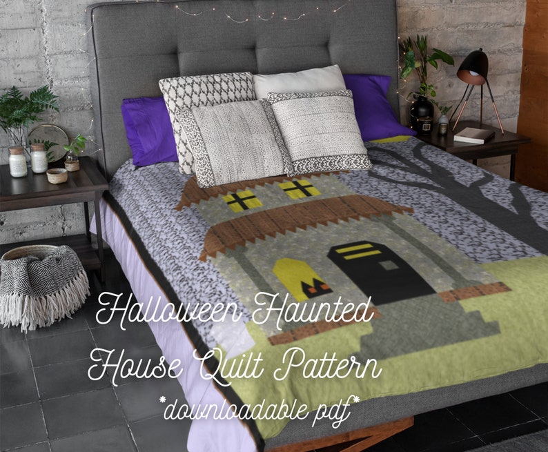 Halloween Quilt Block Pattern Downloadable PDF Haunted House Etsy
