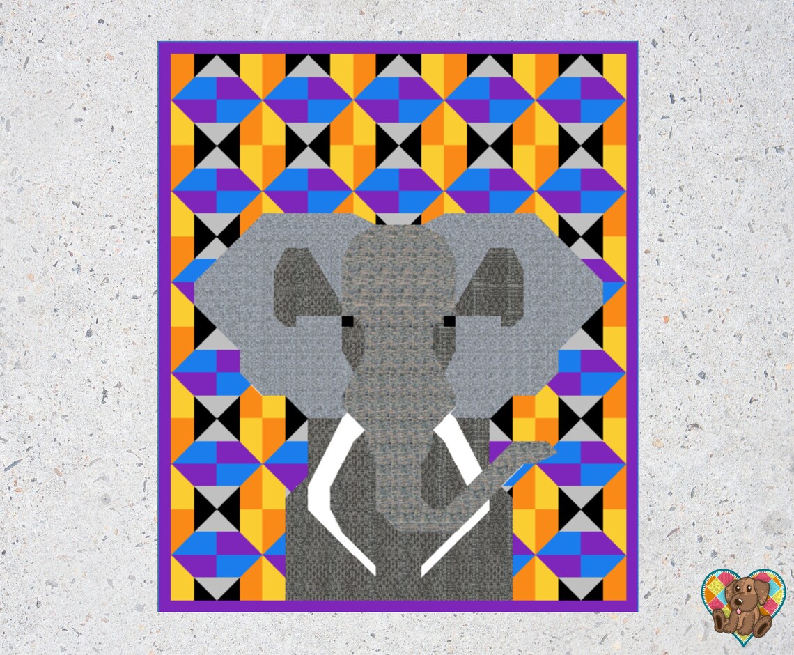 Elephant Quilt Block Pattern Pdf Downloadable PDF Quilt Etsy