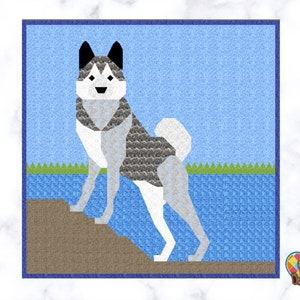 Husky Quilt Block Pattern Downloadable PDF Quilt Pattern Dog Quilt Design pdf Unique Animal Quilt Pattern Dog Quilt Block Pattern image 2