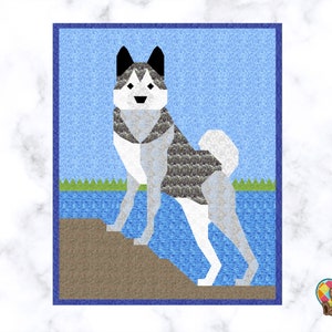 Husky Quilt Block Pattern Downloadable PDF Quilt Pattern Dog Quilt Design pdf Unique Animal Quilt Pattern Dog Quilt Block Pattern image 3