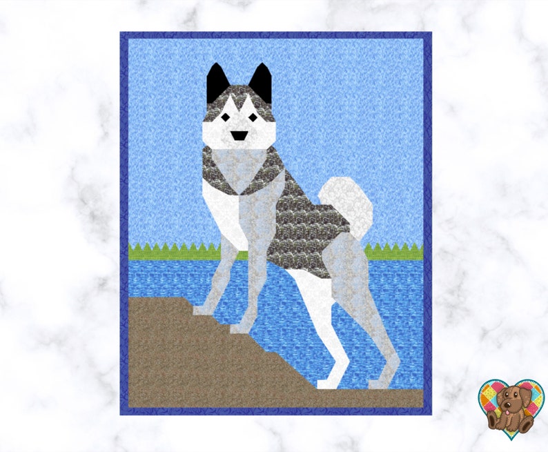 Husky Quilt Block Pattern Downloadable PDF Quilt Pattern Dog Quilt Design pdf Unique Animal Quilt Pattern Dog Quilt Block Pattern image 3