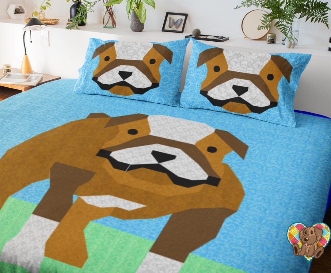 Bulldog Quilt Block Pattern: Animal Dog Quilt Design (PDF Download ...