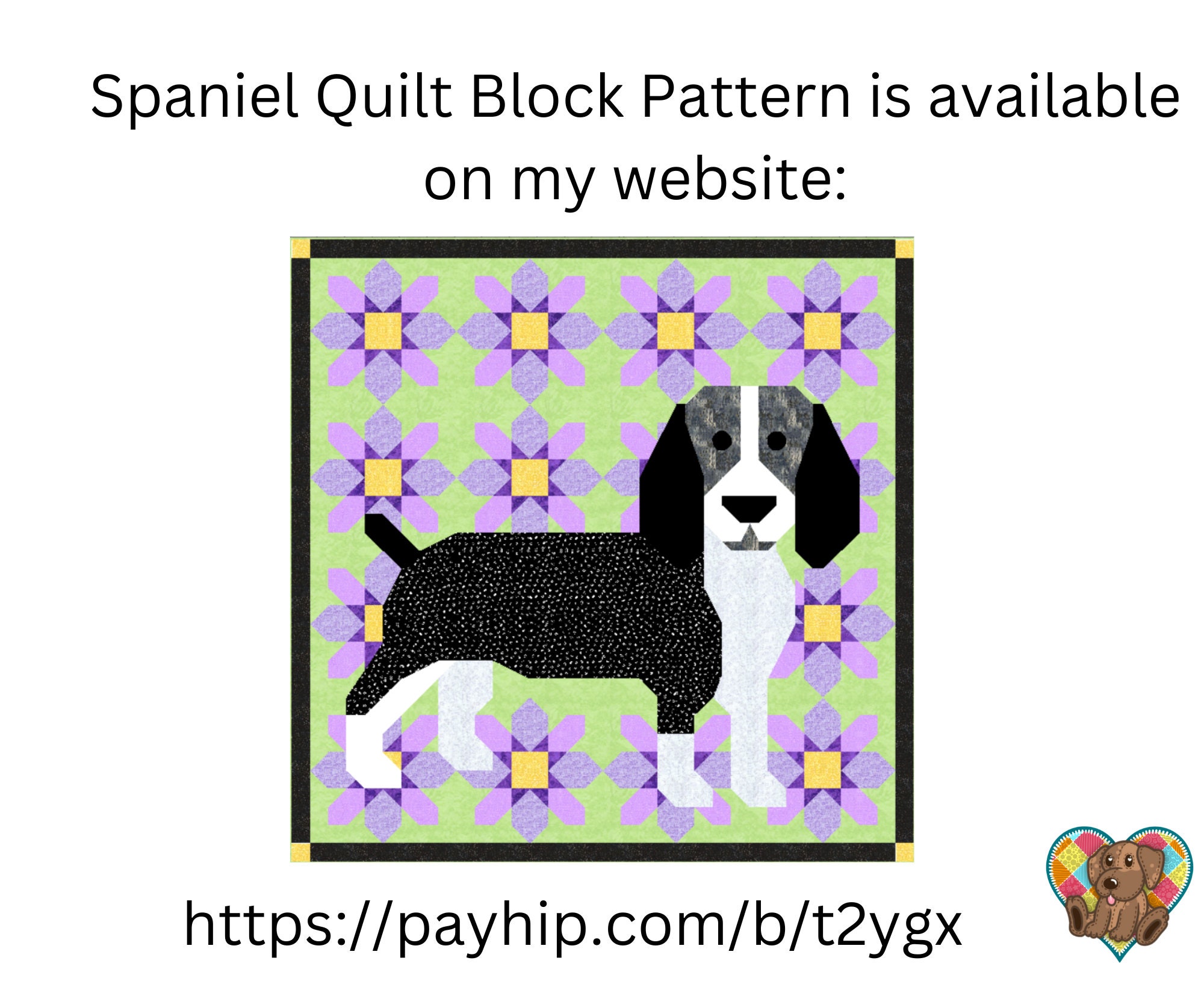 Basset Hound Quilt Block Pattern Downloadable PDF Quilt Block Pattern