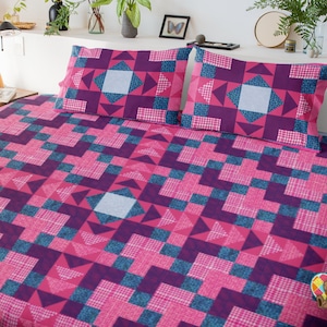 Pink Gingham Quilt Pattern: Lap, Twin, Queen, King Sizes (PDF Pattern)