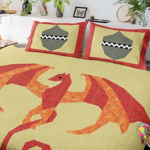 Dragon Quilt Pattern | Downloadable Dragon Quilt Pattern | Dragon Quilt Design pdf | Unique Animal Quilt Pattern | Fantasy Quilt Pattern