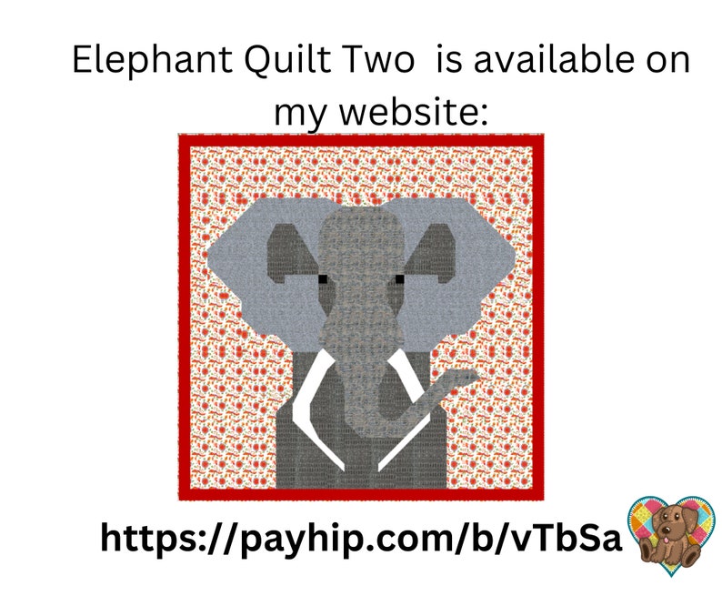 Elephant Quilt Block Pattern Pdf Downloadable PDF Quilt Etsy