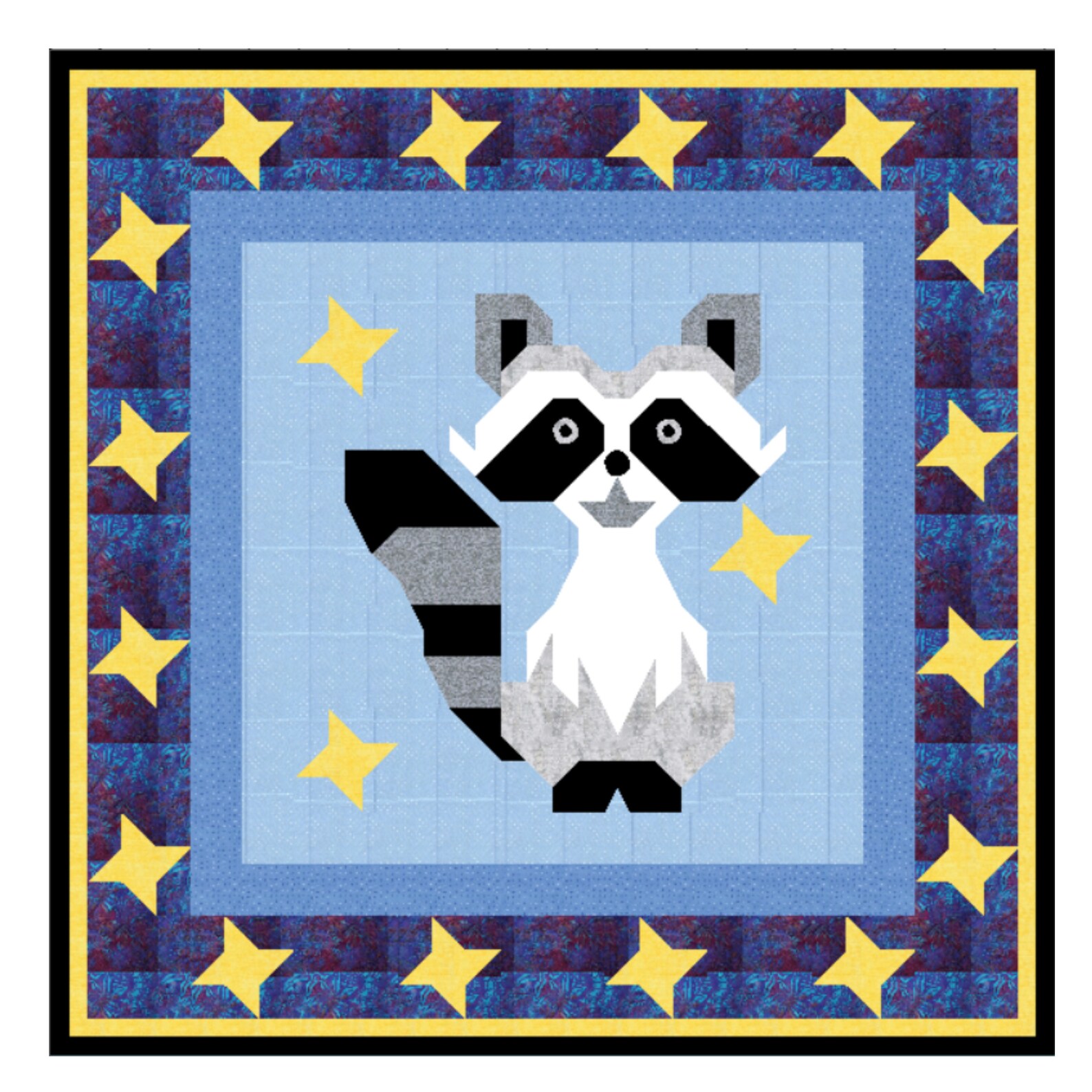 Raccoon Quilt Block Pattern Downloadable PDF Raccoon Quilt Etsy