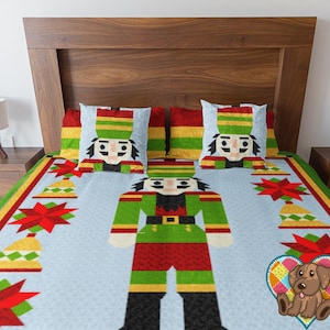 Nussknacker Weihnachten Quilt Muster: Lap, Twin, Queen, King Sizes (PDF-Muster)