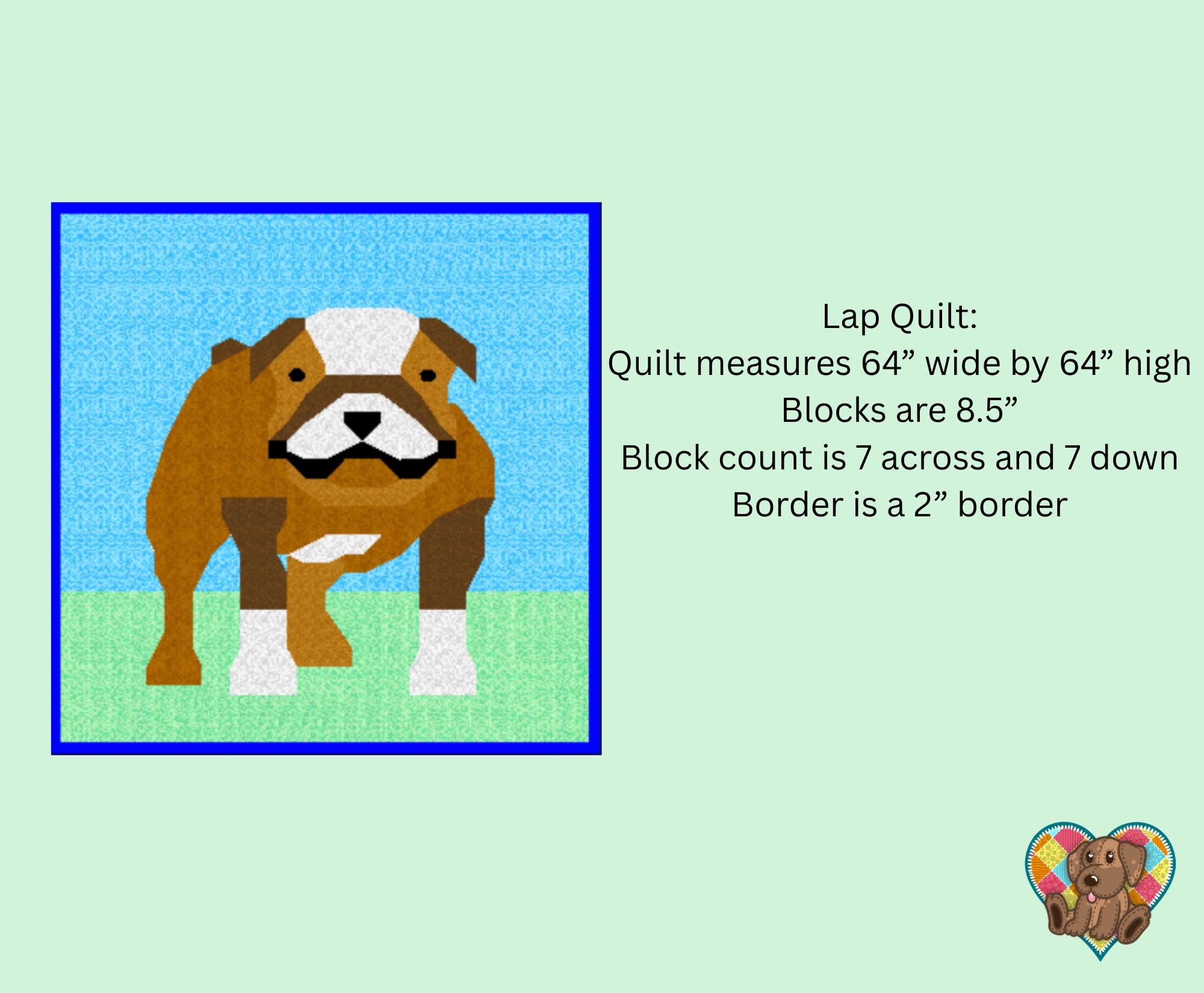 Bulldog Quilt Block Pattern: Animal Dog Quilt Design (PDF Download) - Etsy