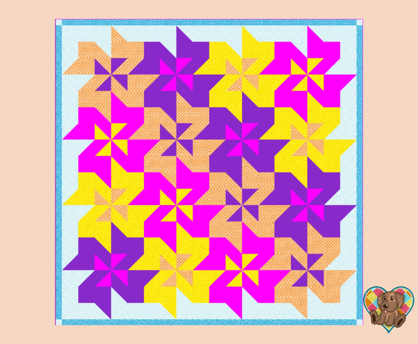 Pinwheel Flowers Quilt Block PDF Pattern Flower Quilt Block Etsy