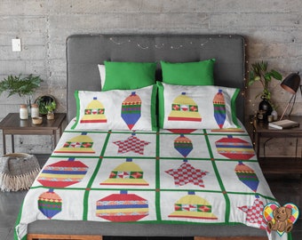 Christmas Ornament Block Quilt Pattern: Lap, Twin, Queen, King (PDF Download)