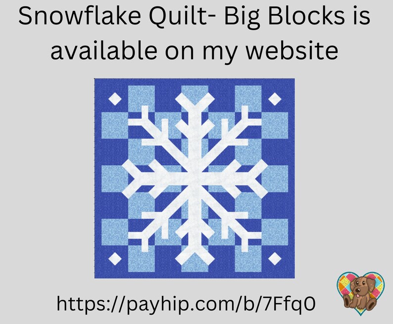 Snowflake Quilt Block Pattern Downloadable PDF Snowflake Quilt Pattern Beginner Quilt Design Christmas Quilt Pattern Snowflake Quilt image 4