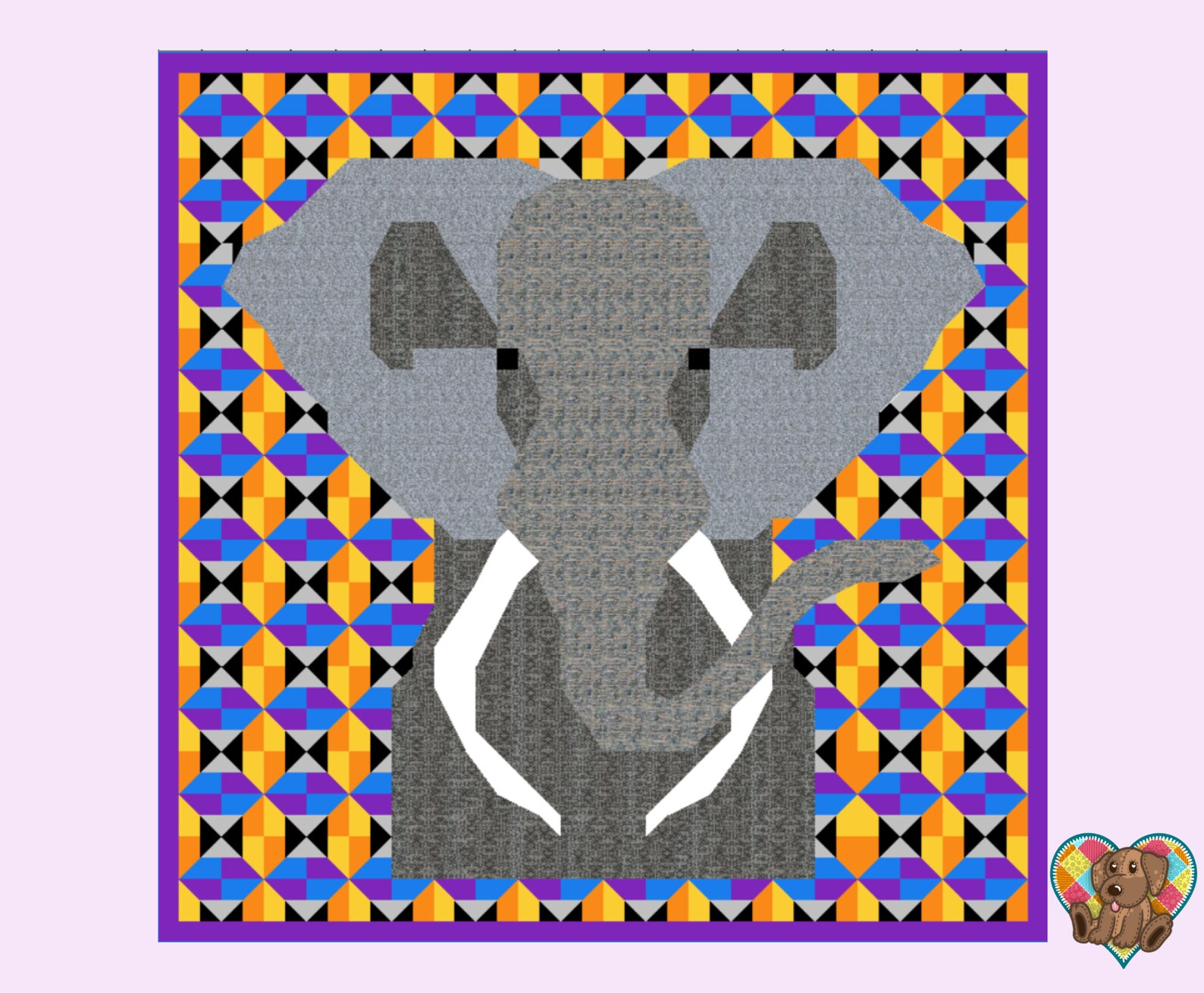 Elephant Quilt Block Pattern Pdf Downloadable PDF Quilt Etsy