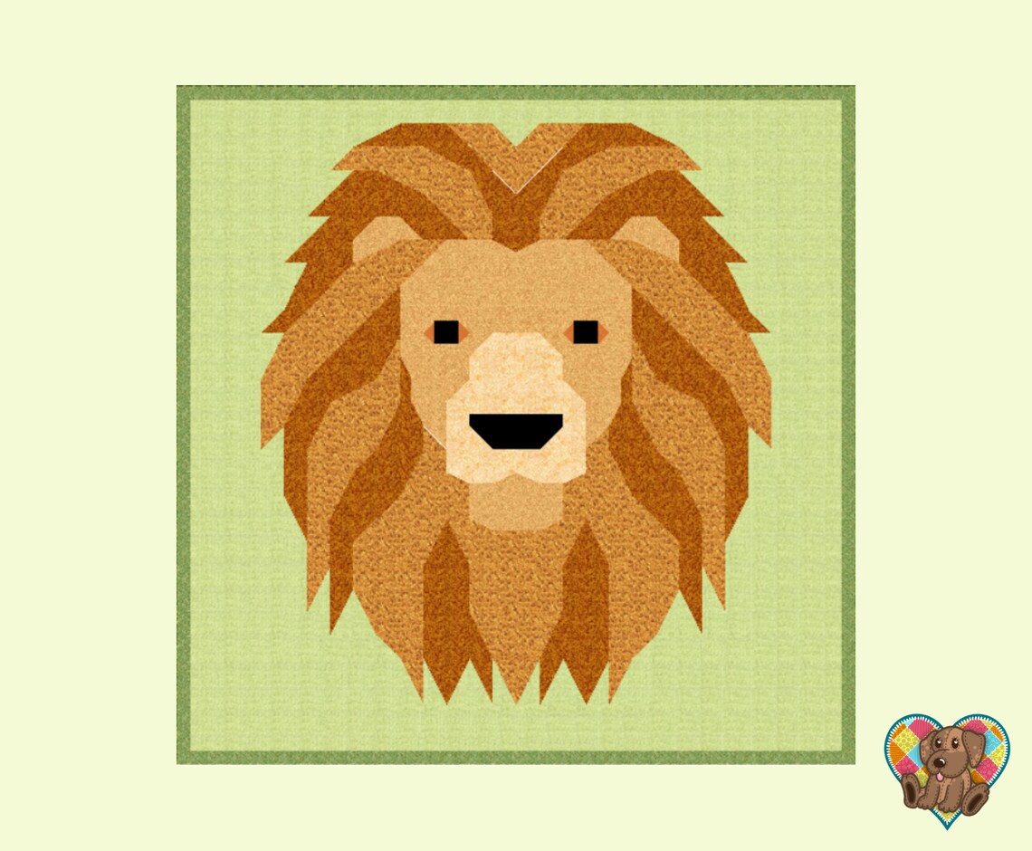 Lion Downloadable Quilt Block Pattern Lion Quilt Block Etsy