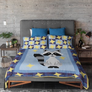 Raccoon Quilt Block  Pattern | Downloadable PDF Raccoon Quilt Pattern | Animal Quilt Design |Raccoon Quilt Pattern |Animal Quilt Pattern pdf