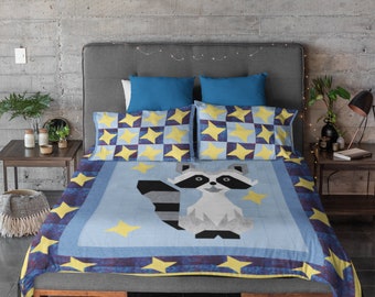 Raccoon Quilt Block Pattern: Animal Quilt Design (PDF Download)