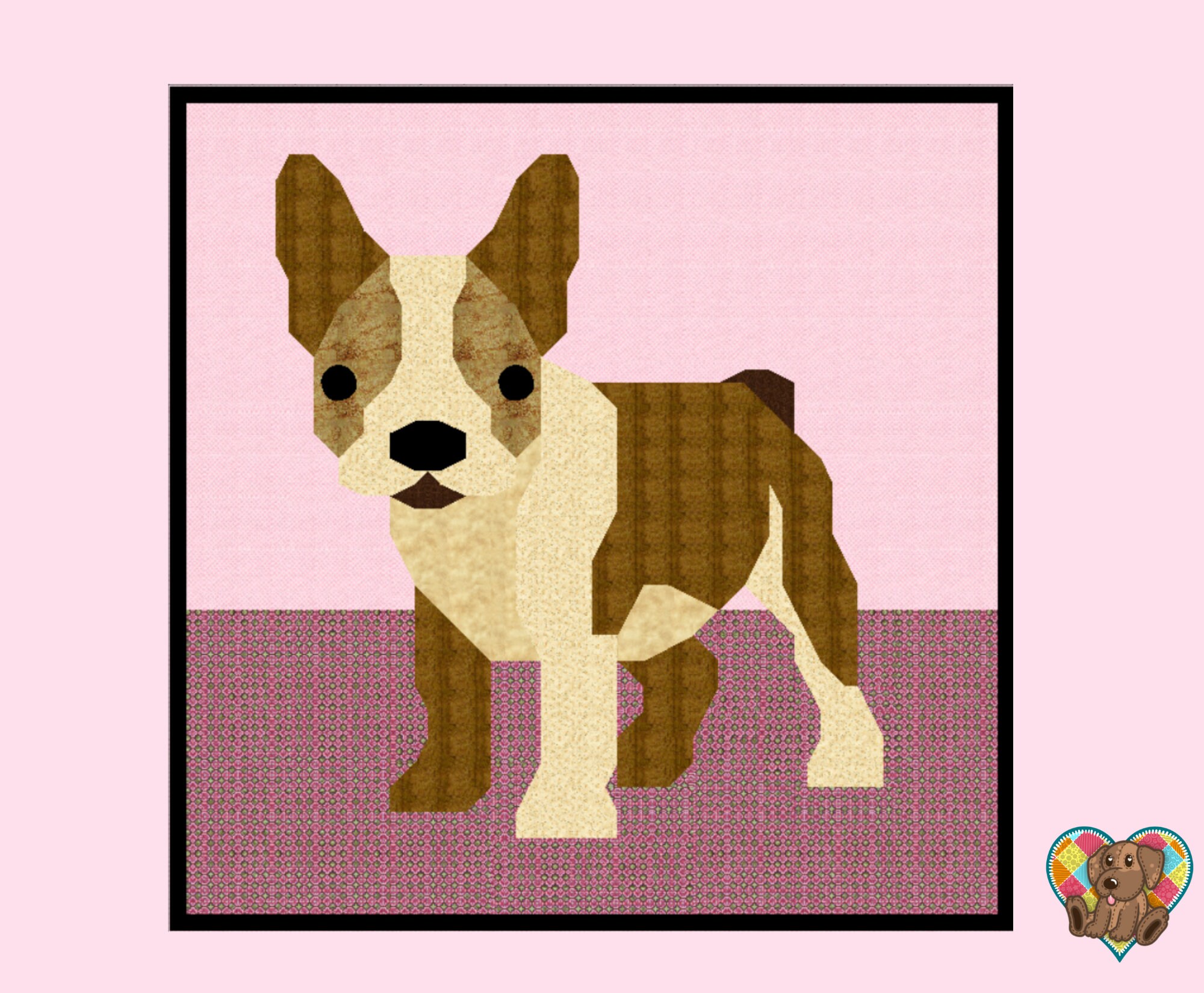 French Bulldog Downloadable Quilt Block Pattern French Etsy