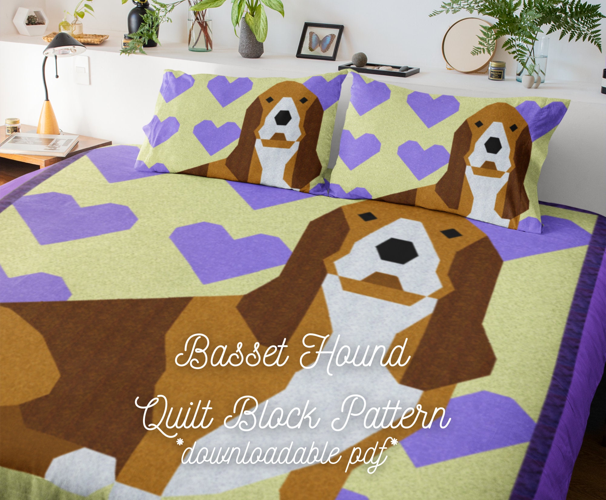 Basset Hound Quilt Block Pattern Downloadable PDF Quilt Etsy