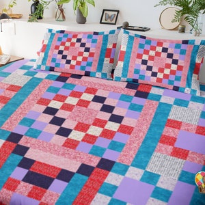 Klassisches Cottage Quilt Blockmuster | PDF zum Herunterladen | Einfaches Quilt-Block-Muster | Einfaches Quilt-Block-Muster für Anfänger