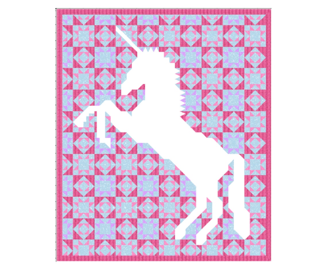 Unicorn Quilt Block Pattern Downloadable PDF Unicorn Quilt Etsy