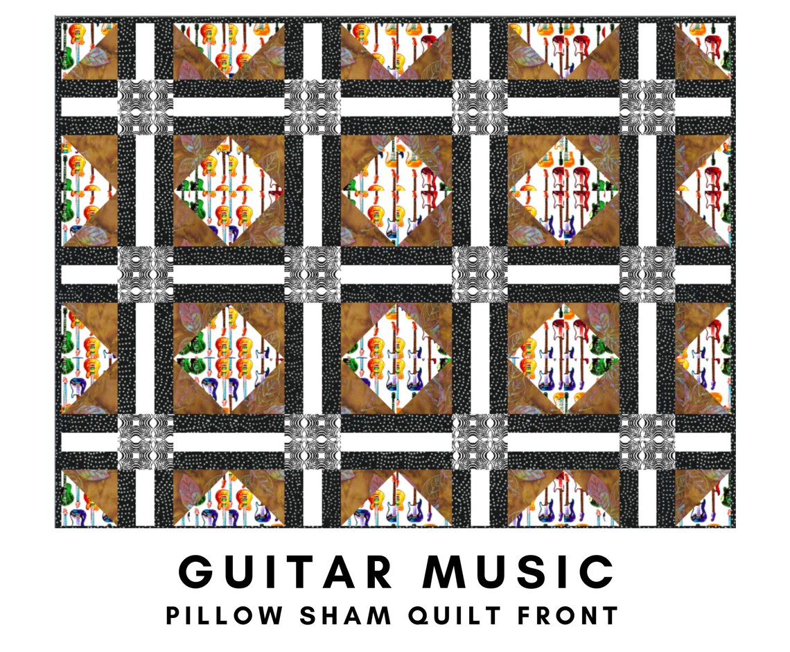 Guitar Music Quilt Pattern Downloadable PDF Guitar Quilt Etsy