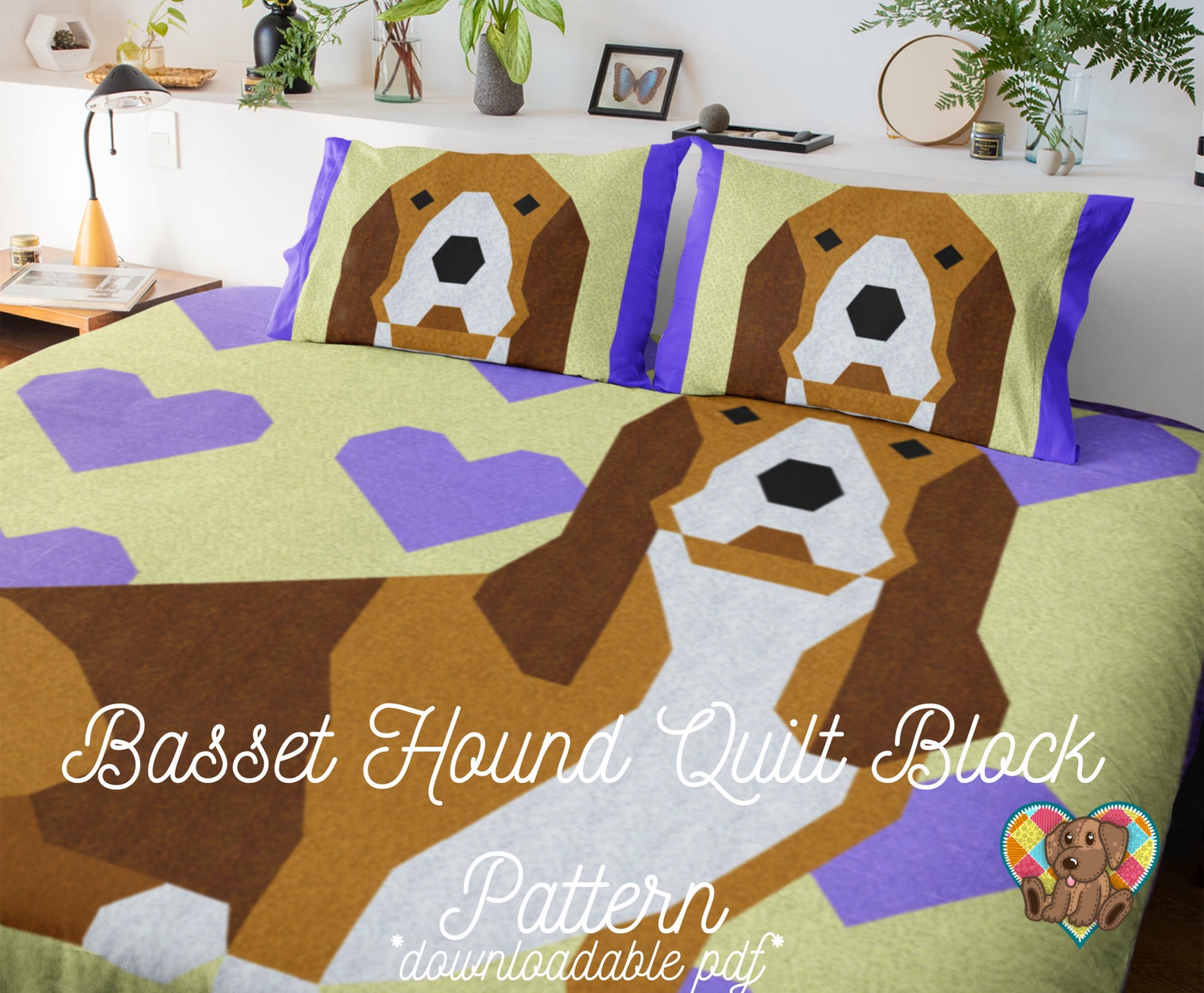 Basset Hound Quilt Block Pattern Downloadable PDF Quilt Etsy