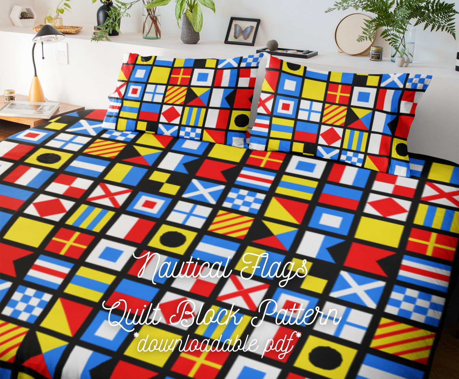 Nautical Flags Quilt Block Pattern Downloadable PDF Nautical Etsy