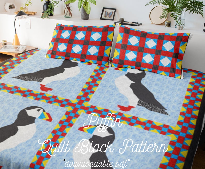 Puffin Downloadable Quilt Block Pdf Pattern Puffin Quilt Etsy