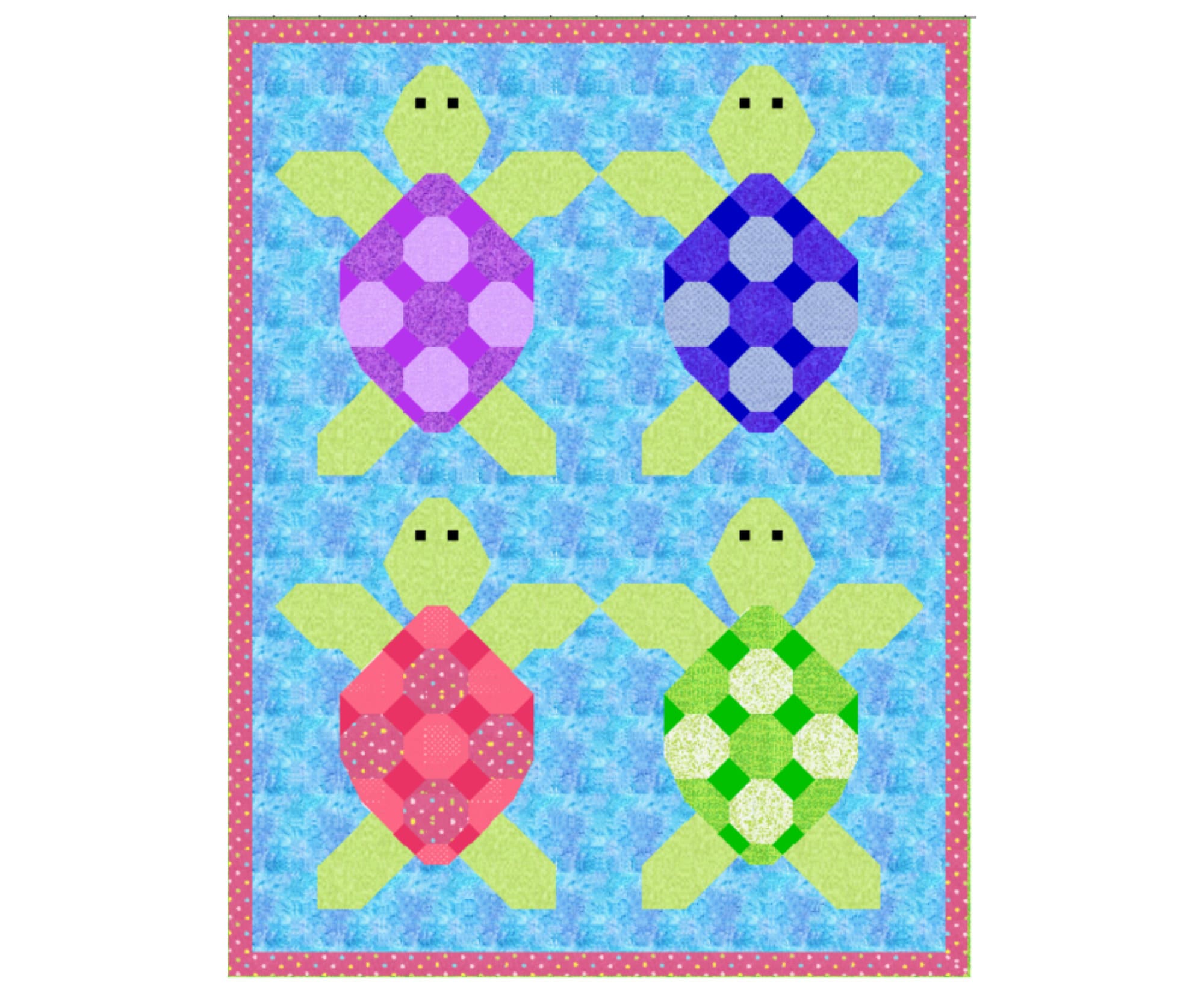 Turtles Block Quilt Pattern Downloadable PDF Quilt Pattern Etsy