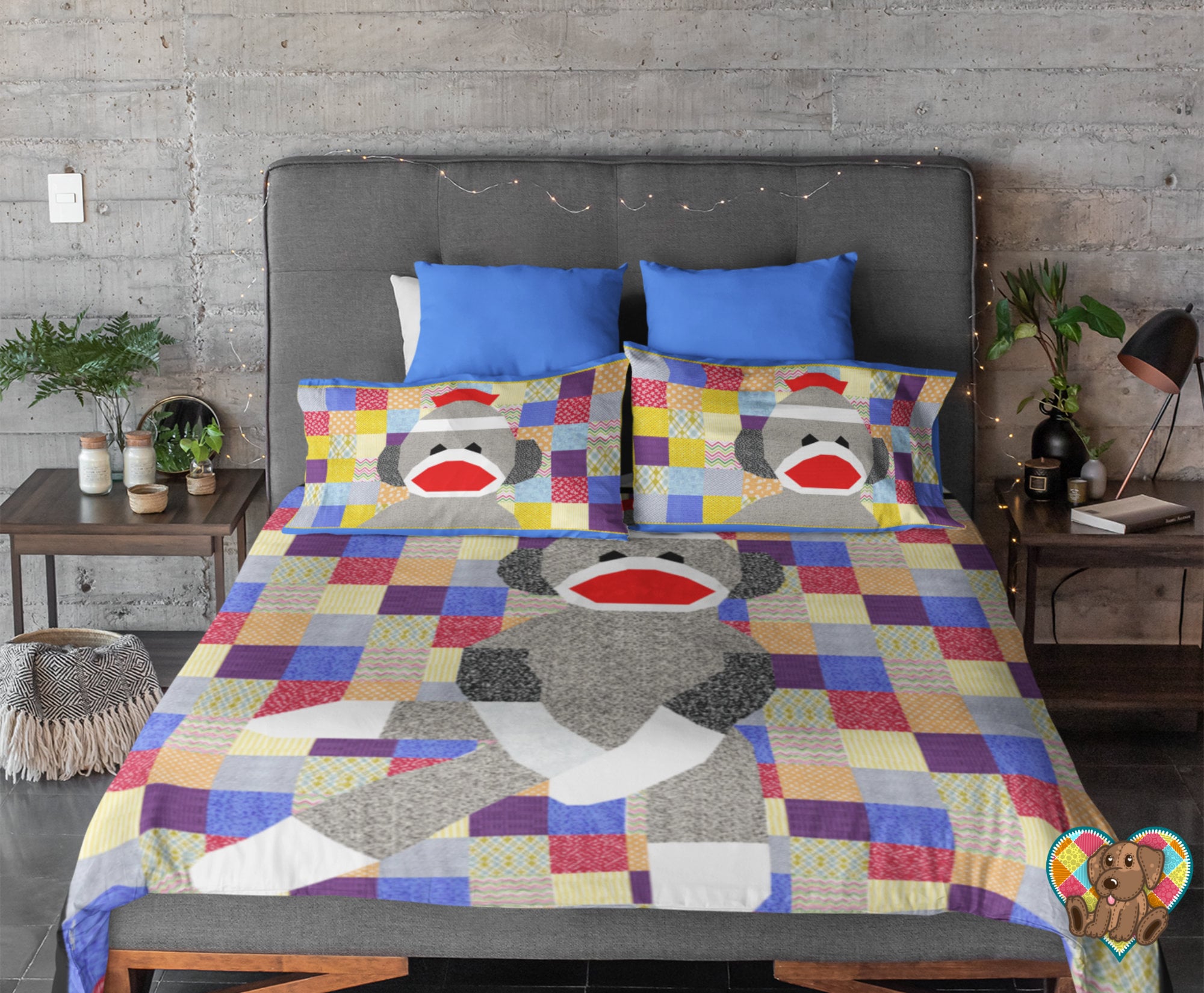 Sock Monkey Quilt Pattern Downloadable PDF Sock Monkey Quilt Pattern Quilt Pattern Design Unique Quilt Pattern Fun Quilt Patterns Etsy Canada