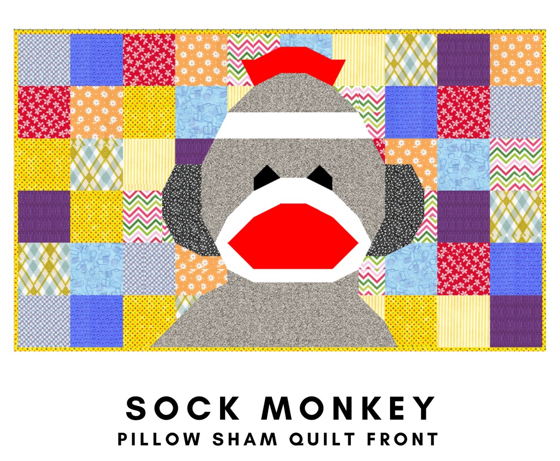 Sock Monkey Quilt Block Pattern Downloadable PDF Quilt Etsy