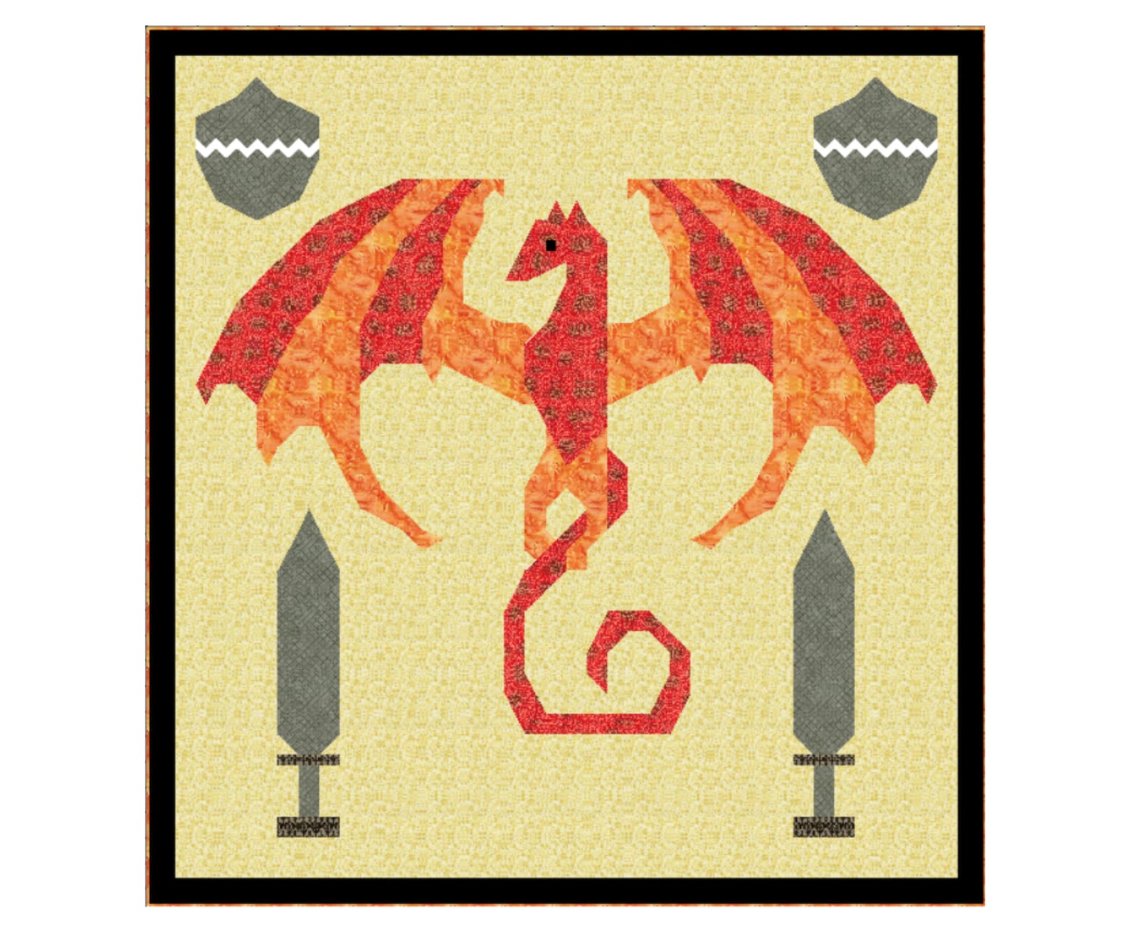 Dragon Quilt Block Pattern Downloadable PDF Quilt Block Etsy