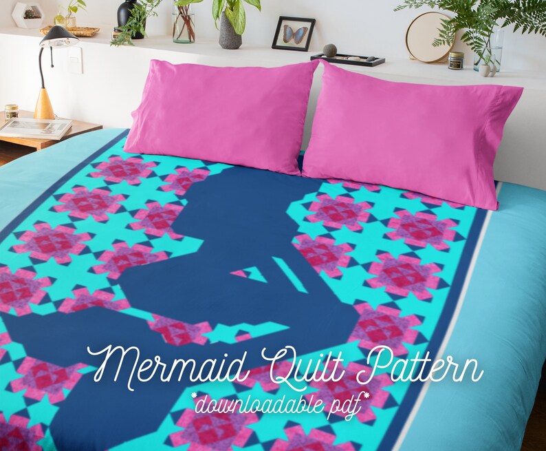 Mermaid Quilt Pattern Downloadable PDF Mermaid Block Quilt Etsy