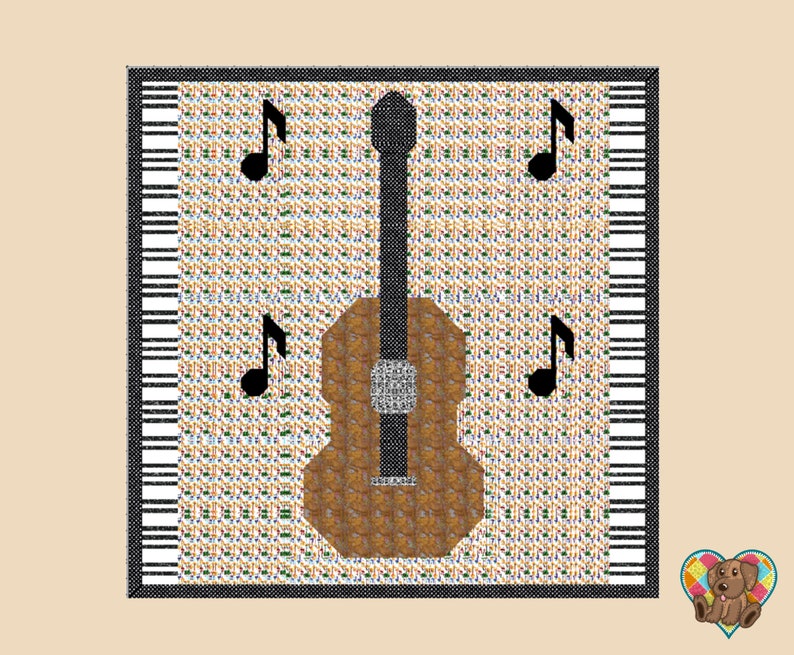 Guitar Music Quilt Pattern Downloadable PDF Guitar Quilt Etsy