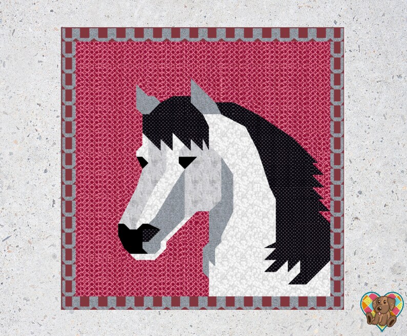 Horse Block Quilt Pattern Downloadable PDF Horse Quilt Pattern Horse Quilt Design Horse Quilt Pattern Country Quilt Pattern PDF image 1