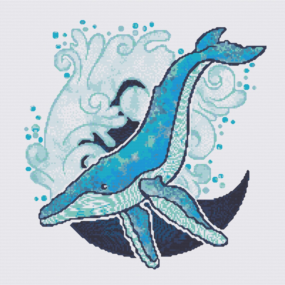 Humpback Whale Cross Stitch Pattern Downloadable PDF Blue Etsy