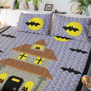 Haunted House Quilt Pattern: Halloween Quilt Design (Downloadable PDF)